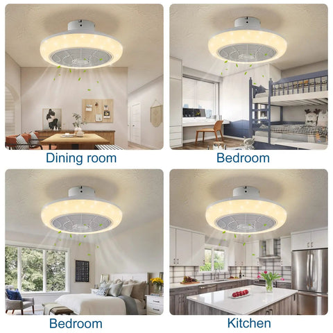 18-Inch Ceiling Fan With Lights Remote Control, 3 Color Temperature Options, 6 Speeds, in dining room, bedroom, kitchen view