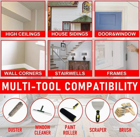 Multi Angle Paint Tool Clamp With 180 Degree Rotating Holder, Handy Plastic Pole Adapter For Paint Rollers And Brushes