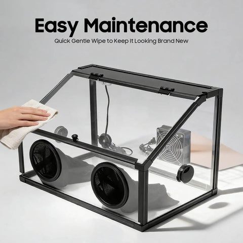 Fully Enclosed Electric Dust Box And Heavy Duty Debris Hauler For Workshop Rig and Commercial Cleanup Jobs with cleaning cloth.