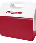 Playmate Elite Red Cooler With One Hand Opening Button Spill Proof Locking Lid Built In Carry Handle for outdoor use