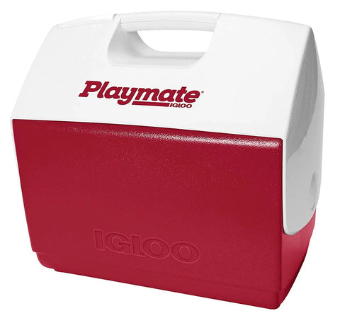 Playmate Elite Red Cooler With One Hand Opening Button Spill Proof Locking Lid Built In Carry Handle for outdoor use