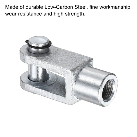 Air Cylinder Rod Clevis End Y Connector Kit 2 Pack 78mm Length M16x1.5 Female Thread Silver Finish Durable Low Carbon Steel Built To Last For Automatic Equipment And Pneumatic Actuator Linkages, silver clevis end