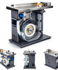 Semi Automatic PLC Corner Labeler Machine With Touch Screen Control For 25To30mm Boxes showing the main unit with touch screen controls and label roll.