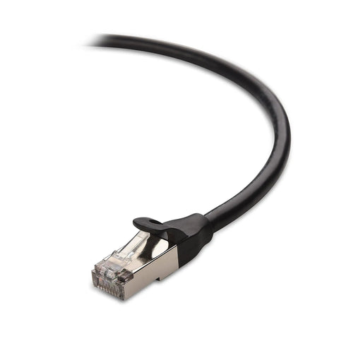 Close-up of Two Pack 10Gbps Shielded Cat6 Ethernet Extension Cable showing durable connector with port saver for gaming and streaming