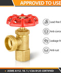 2-Pack Brass Boiler Drain Valves, Three-Quarter Inch FIP Inlet and Three-Quarter Inch MHT Outlet, corrosion-resistant brass valve