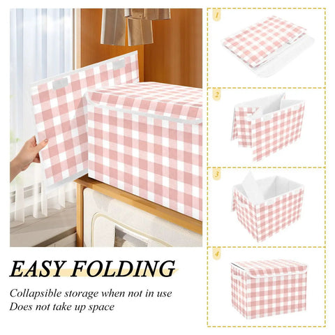 Super Roomy Storage Bins With Lids Generous Folding Closet Organizer Built From Tough Oxford Material Keep Your Everyday Gear Packed Snug For A Clutter Free Home Setup showing folding lid usage.