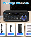 Dope 400W Bluetooth Stereo Amplifier For Home Audio System With 2 Channel Power, Wireless 5.0 Streaming, FM Radio, USB, remote control