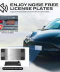 Enjoy noise-free license plates with 8 gummed foam shock pads for car protection and reduced vehicle noise.