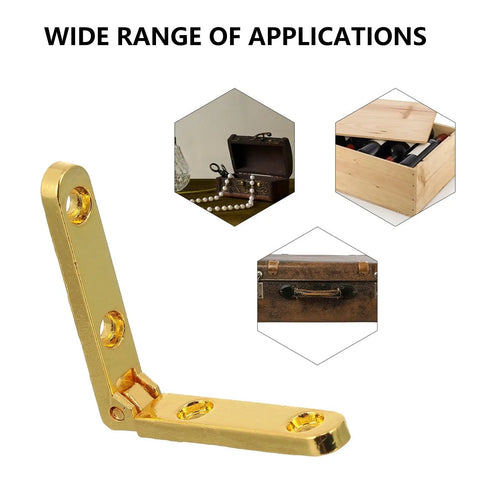 Wooden Box Hinges Set, Folding 90 Degree Zinc Alloy Hardware, 10 Pack Durable Rust Resistant for miniature decor applications and small doors