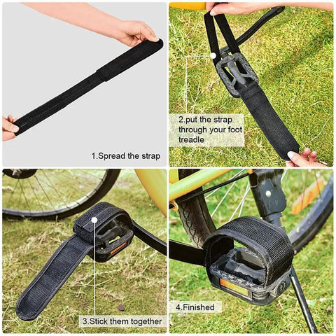 2 Pairs Nylon Bicycle Foot Straps with Double Sided Adhesive Backing demonstration for fixed gear pedals