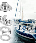 Premium Heavy Duty Marine Turn Button Fasteners Twist Lock Studs With Mounting Screws, featuring zinc alloy fasteners by a boat.