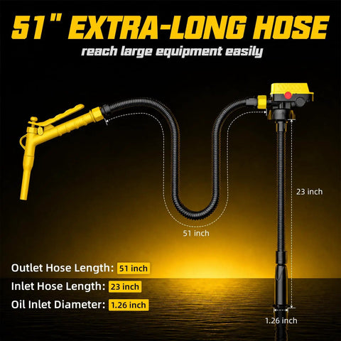 Cordless 5 GPM Fuel Transfer Pump For Gasoline Diesel Oil Battery Powered Gas Can Pump With 51 Inch Hose And 5 Adapters Works With 20V/18V Batteries Bare Tool, 51-inch hose