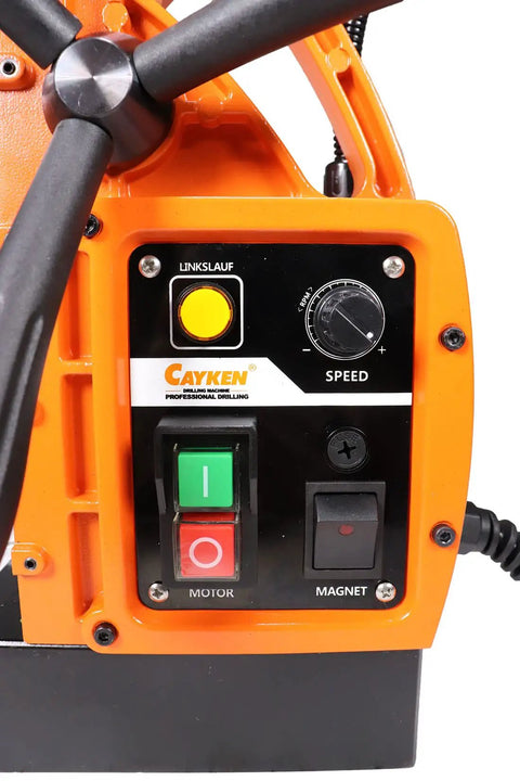 Close-up view of the control panel of the Badass Magnetic Drill Press With 1.8 Inch Boring Cap And 1700 Watt Variable Speed Motor.