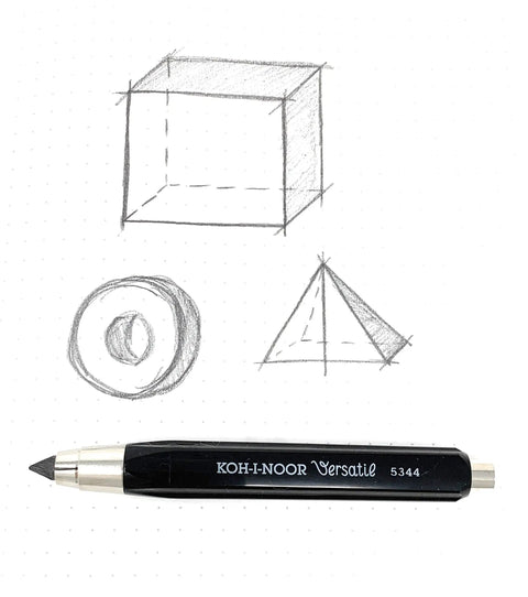 Black Mechanical Clutch Lead Holder Pencil For Butter Smooth Graphite Marking And Straight Fire Line Quality on sketch page with shapes.