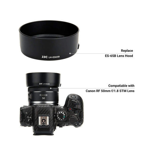Must Have Reversible ES-65B Lens Hood For RF 50mm F1.8 STM On EOS R6 R5 RP R Cameras, Quick Bayonet Fit, Keeps Glare Down