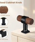 Professional Grade Black T Bar Cabinet Knobs Rustic Single Hole Zinc Alloy Drawer Pulls Solid Grip Furniture Handle Set Smooth Operation Dresser Home Refresh Essentials on wooden surface.