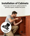 Man installing cabinet using Two-In-One Anchor clips from Eight Pack Quick Fitting Furniture Joint Brackets 16 Inch White Heavy Duty Rigid.