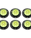 Nexarelle 6pcs Round Bubble Level D:48.9mm, H: 12mm Black Green showing six units with black base and bright green bubble.