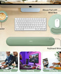 3 In 1 Gel Memory Foam Keyboard Wrist Rest And Mouse Pad Set For Gaming And Office shown with keyboard on desktop