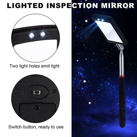Six Piece Telescoping Inspection Mirror Set For Cars And Under Vehicle Checks Retractable Round And Square Mirrors For Easy Visual Access
