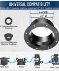 Saillong 2-pack magnetic dust-collection fittings; front view shows 4 in and 4 in-to-2.5 in magnetic couplings with flange.
