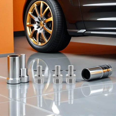 Top Notch Stainless Steel Needle Grease Fitting Kit For Rigs And Farm Jobs Stops Leaks With High Pressure Hydraulic Connectors Good For Heavy Duty Tractors And Construction Sites So You Get Grimy Work Done Without Hassle Or Rust, stainless steel fittings on car wheel display
