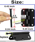Top Shelf 3.5 Inch Interior Door Hinge Pins Slick Black Oil Rubbed Bronze Replacement Screws Six Pack shown with size details.