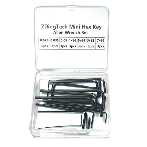 Mini Hex Key Set 21-Piece Imperial L Shape Allen Wrench Kit For Precision Fasteners in black oxide case