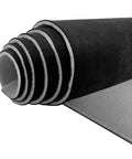 Halero black car suede headliner fabric roll with foam backing — close-up edge