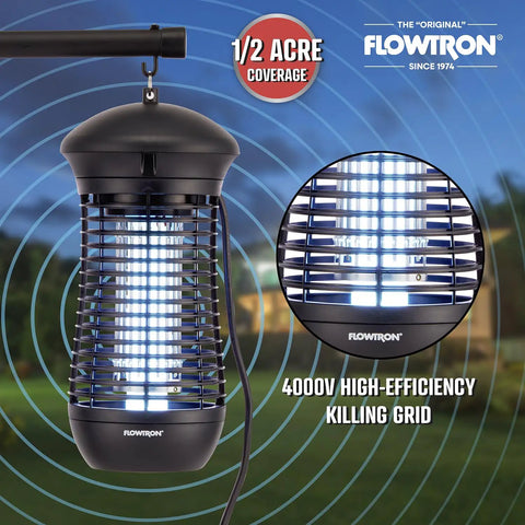 Outdoor Bug Zapper With 4000 Volt Electric Insect Killer For Half Acre Coverage Non Clogging Shock Grid Zaps Mosquitoes