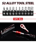 Bike Repair Tool Kit With 10 Magnetic Bits For MTB And Road Bikes, Alloy Multitool With Ratchet Wrench And Interchangeable Hex Phillips Torx Bits