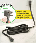 Heavy Duty Extension Cord 3 Ft With Flush To Wall Angle Plug For Air Conditioners And Major Appliances 14 Gauge 3 Conductor 1875 Watts
