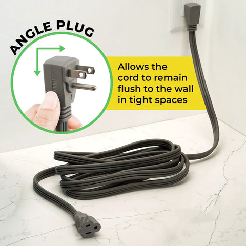 Heavy Duty Extension Cord 3 Ft With Flush To Wall Angle Plug For Air Conditioners And Major Appliances 14 Gauge 3 Conductor 1875 Watts