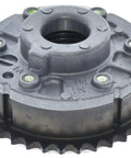 Real Deal Variable Timing Sprocket Built Like A Tank For Smooth Engine Runs With Corrosion Resistant Housing And Mount Brackets One Pack Genuine Replacement Cam Component, steel, round shape, detailed top view.