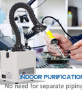 Powerful Solder Fume Extractor with 100W Suction and 3 Stage Filtration in action during electronics repair