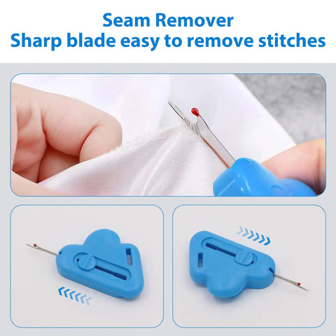 Close-up of seam ripper in Magnetic Seam Guide Set For Sewing Machine Three Piece Must Have With Seam Rippers And Hemmer Guide.