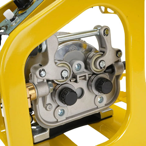 Close-up of steel double drive mechanism on CO2 MAG Welding Machine With Automatic Wire Feeder for heavy duty use.