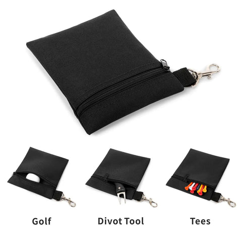 Durable Golf Tee Pouch With Zipper And Clip 600D Polyester Ball And Tee Bag Metal Lobster Claw Clip Attaches Fully Swivel To Your Bag