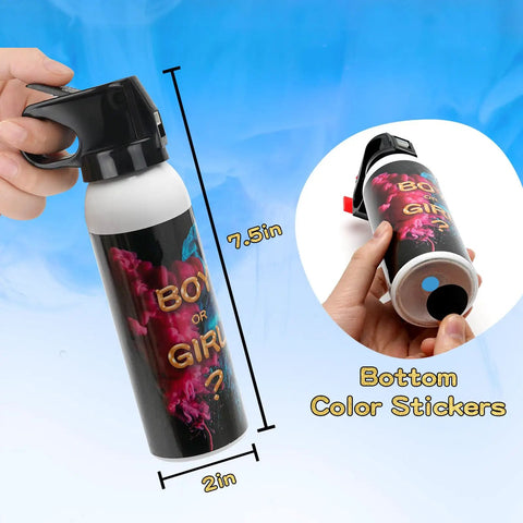 2 Pack Gender Reveal Fire Extinguisher Party Props 7.5in height with color stickers for interactive baby shower fun.