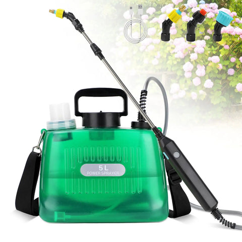 Cordless 1.35 Gallon Battery Powered Sprayer For Lawn And Garden with no fuss self priming pump, four nozzles