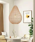 Farmhouse Woven Pendant Light Rustic Rattan Ceiling Fixture For Kitchen Island Cafe Hallway Basement Foyer 14.5 By 19.6 Inches
