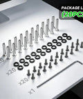Top Shelf PC Case Fan Screws For 25mm Units Including 20 Pack Slick Interlocking Kit For Tight Grip Zero Rattle Noise And Hassle Free Swaps On Any Builder Rig, showcasing 20 screws and washers.