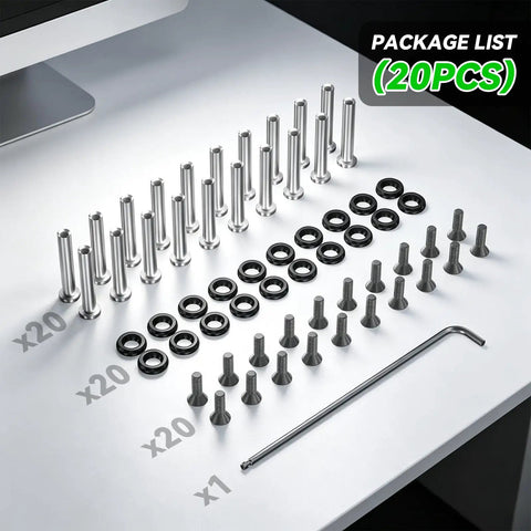 Top Shelf PC Case Fan Screws For 25mm Units Including 20 Pack Slick Interlocking Kit For Tight Grip Zero Rattle Noise And Hassle Free Swaps On Any Builder Rig, showcasing 20 screws and washers.