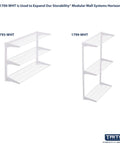 33 Inch White Epoxy Coated Steel Top Track With Wall Frame And Mounting Hardware For Storability Framing System, side view