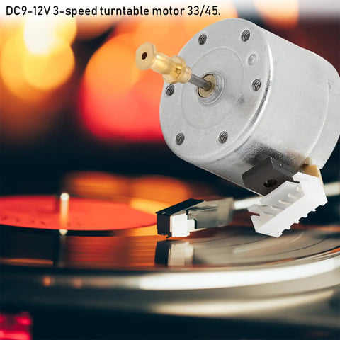 Heavy Duty Dc 12V Record Player Turntable Motor With 3 Speeds At 33 45 78Rpm CW Rotation And 25 Millimeter Mounting Hole for smooth vinyl playback.