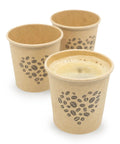 4 Oz Espresso Cups 100 Pack Kraft Disposable Paper Cups For Home Office Or Party, three cups with coffee design