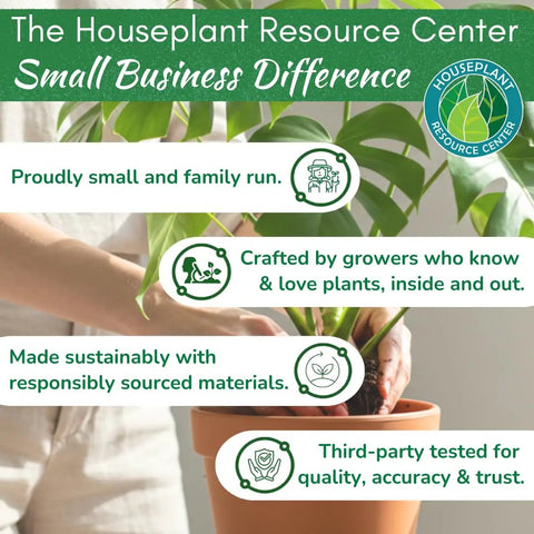 The Houseplant Resource Center highlights small business strengths and plant care with sustainable and tested practices.