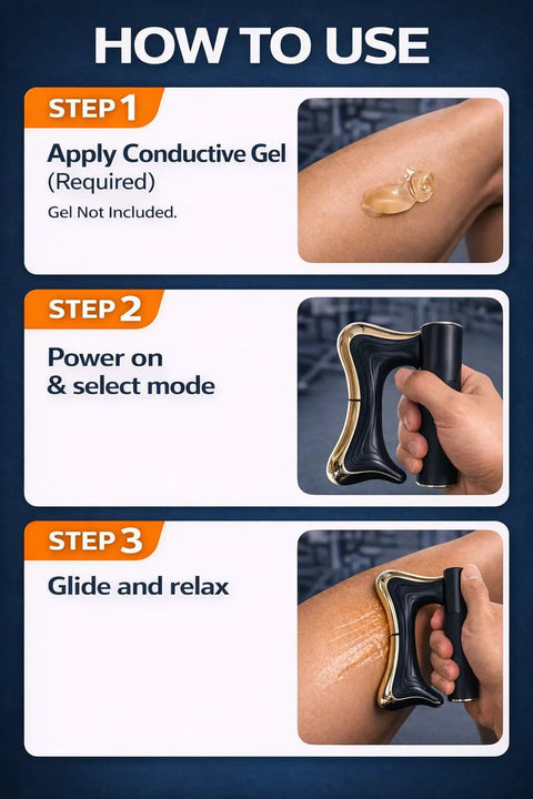 How to use Motorized Heated Muscle Scraper Tool For Fascia Release And Full Body Contouring with vibration and heat modes.