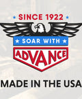 Eagle logo with 'Soar with Advance' and 'Made in the USA' text since 1922.