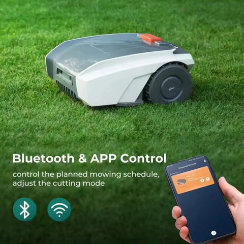 Ultra Quiet Robotic Lawn Mower With Bluetooth App For Hands Free Lawn Care Automating Up To 1500 Square Meters With Path Planning